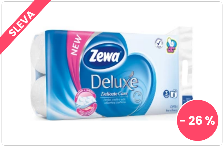 Zewa Deluxe Delicate Care 3vrstvý toaletní papír, 19,3 m, 8 rolí - 95 Kč