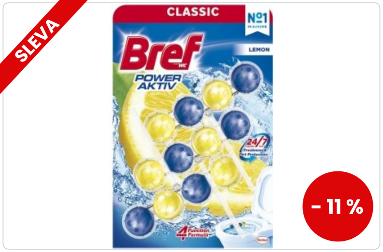 Bref WC Power Aktiv Lemon, WC kuličky, 3 × 50 g - 90 Kč