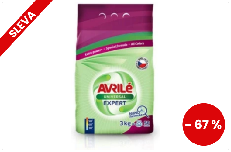 Avrilé Expert Universal prací prášek, 50 praní 3 kg - 150 Kč