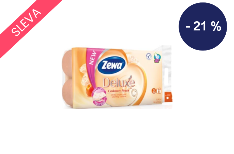 Zewa Deluxe Cashmere Peach 3vrstvý toaletní papír, 8 rolí, 19,3 m role - 89 Kč