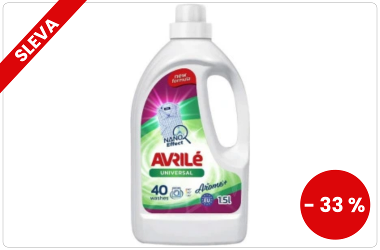 Avrilé Universal prací gel univerzální, 40 praní 1,5 l - 120 Kč