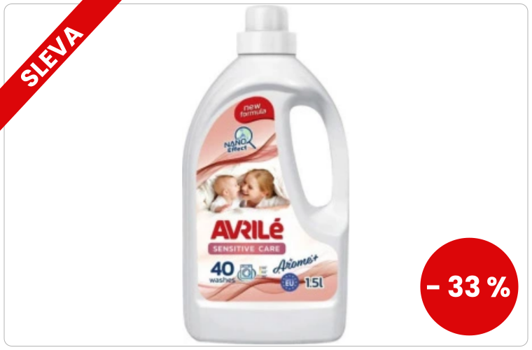 Avrilé Sensitive Care prací gel pro citlivou pokožku, 40 praní 1,5 l - 120 Kč