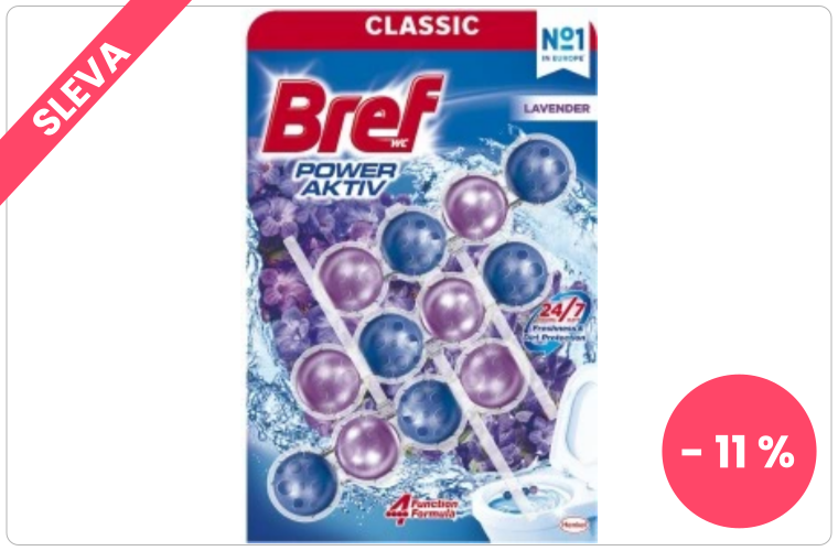 Bref WC Power Aktiv Lavender, WC kuličky, 3 × 50 g - 90 Kč