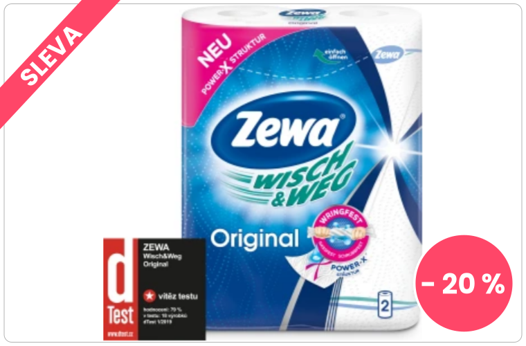 Zewa Wisch & Weg Original 2vrstvé papírové utěrky, 2 × 45 útržků - 50 Kč