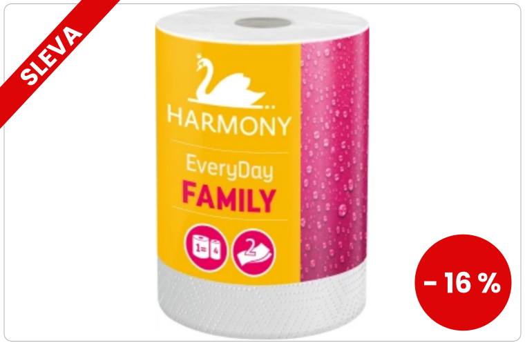Harmony Family Everyday 2vrstvé papírové útěrky 44 m, 1 role - 56 Kč