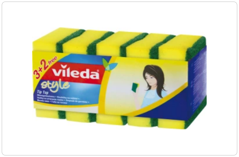 Vileda Style Tip Top, houbičky na nádobí, balení 3 + 2 ks ZDARMA - 28 Kč