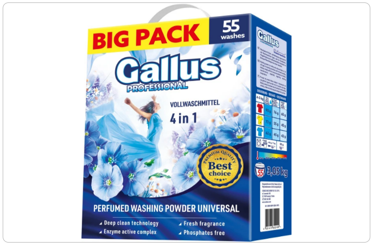 Gallus prací prášek Universal Box, 55 dávek, 3,05 kg - 225 Kč