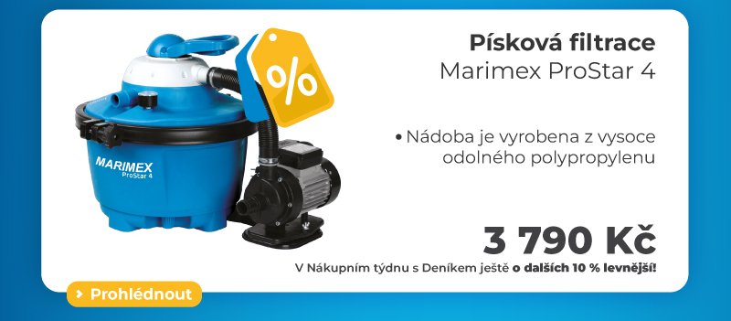 Písková filtrace Marimex ProStar 4 s nádobou z odolného polypropylenu. Cena 3 790 Kč.