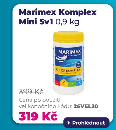 Marimex Komplex Mini 5v1 (0,9 kg): Víceúčelové tablety pro péči o bazén v akci za 319 Kč.