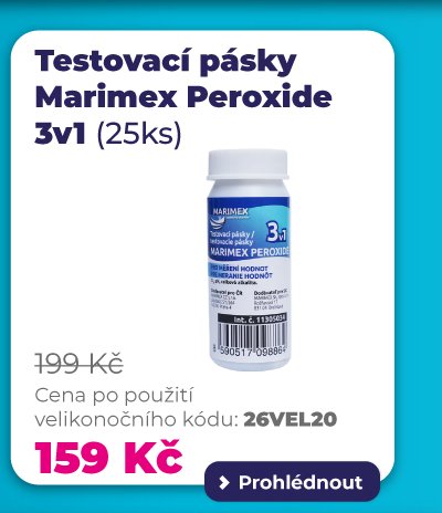 Testovací pásky Marimex Peroxide 3v1: Balení 25 ks testovacích pásků pro kontrolu kvality vody za 159 Kč.