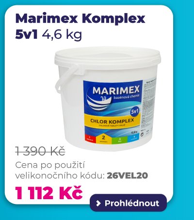 Marimex Komplex 5v1 (4,6 kg): Velké balení multifunkčních tablet pro dlouhodobou údržbu za 1 112 Kč.